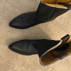 Black leather boots